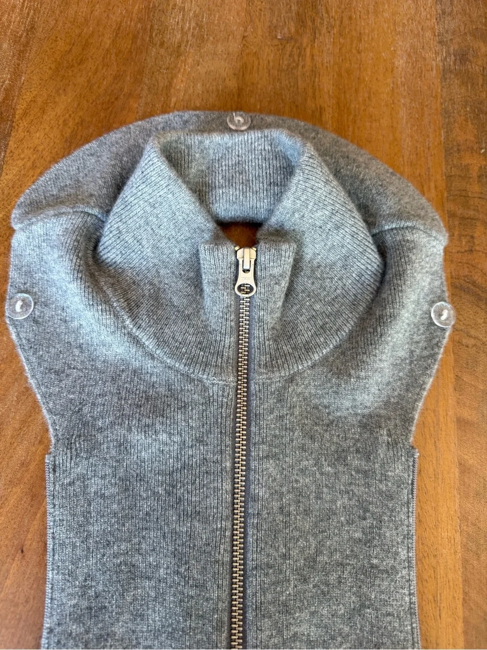 Quince 100% Mongolian Cashmere Ribbed Collar Blazer Insert/Dickey - Picture 6 of 8